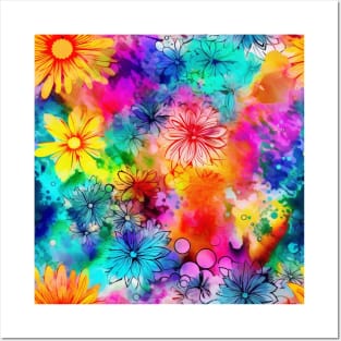 Rainbow flowers 2 Posters and Art